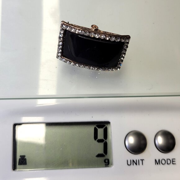 Black and Silver Crystal Rectangular Earrings - Picture 11 of 11